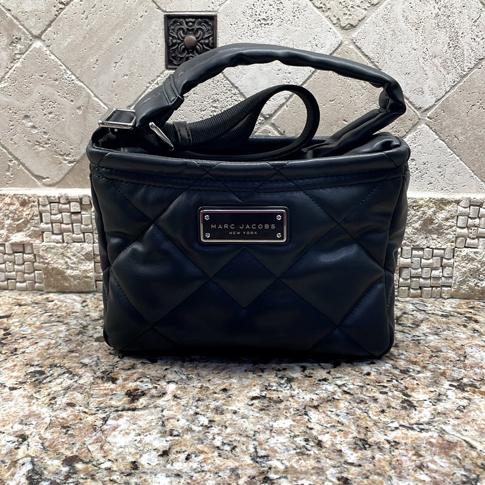 Marc Jacobs Black Quilted Crossbody Bag with Silver Hardware